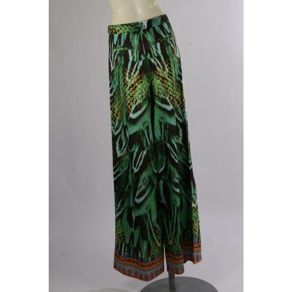 SAI SANKOH Green Tropical Print Wide Leg Trousers Pants Size S - Picture 9 of 11